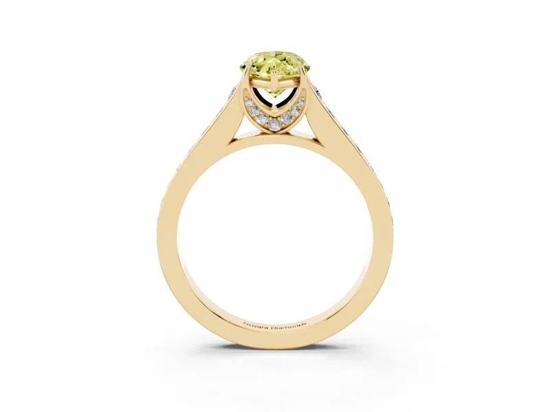 Marquise Graduated Pavé Engagement Ring Setting for a Fancy Yellow Lab-Grown Diamond | Yellow Gold