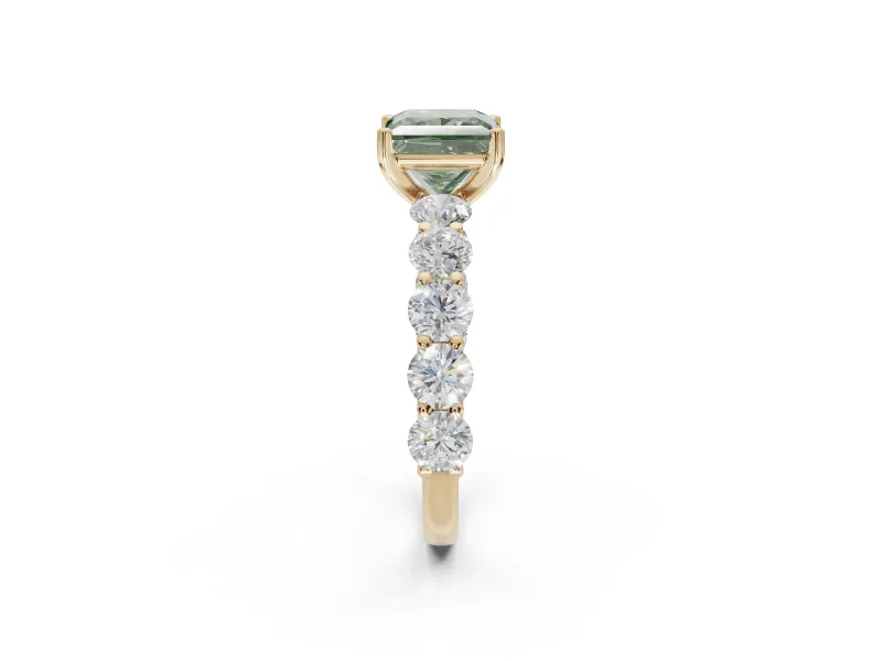 Princess Cut Engagement Ring Setting for a Fancy Green Lab-Grown Diamond | Yellow Gold - Design NV-24455