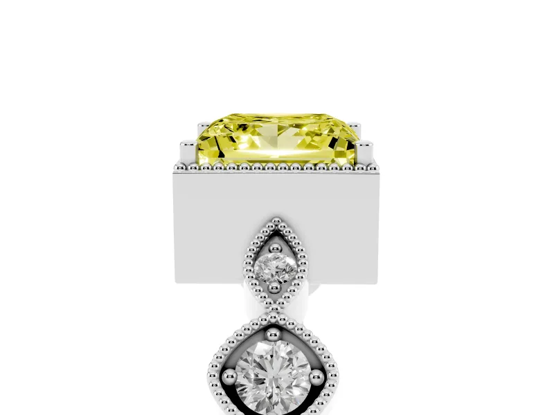 Princess Cut Vintage Engagement Ring Setting for a Fancy Yellow Lab-Grown Diamond | Sterling Silver - Design NV-24637
