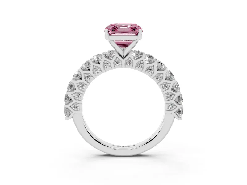 Asscher Cut Shared Prong Engagement Ring Setting for a Fancy Pink Lab-Grown Diamond | Platinum