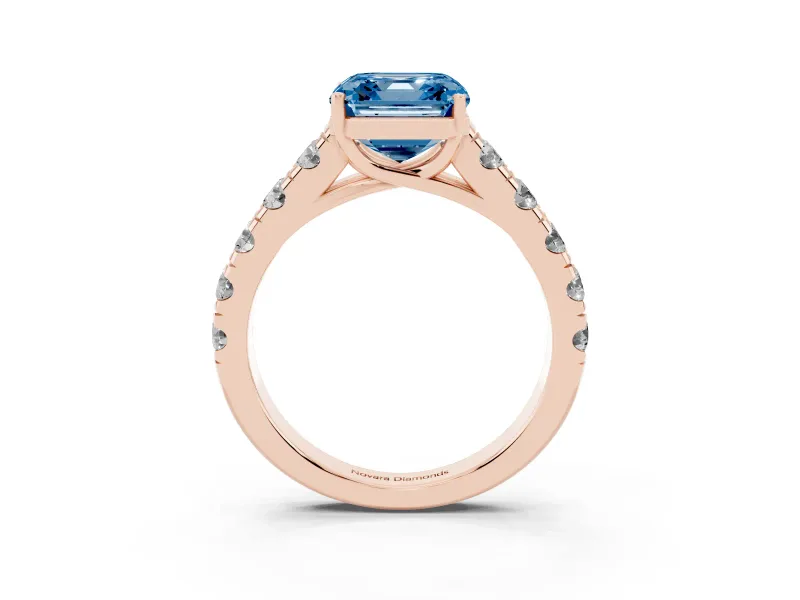 Asscher Cut Engagement Ring Setting for a Fancy Blue Lab-Grown Diamond | Rose Gold - Design NV-24643