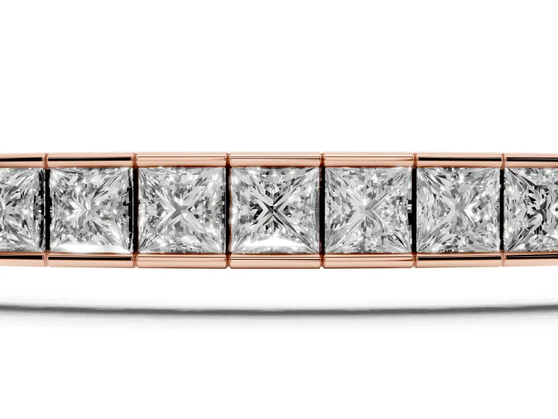Princess Cut Lab-Grown Diamond Channel Set Tennis Bracelet | Box Clasp | Rose Gold