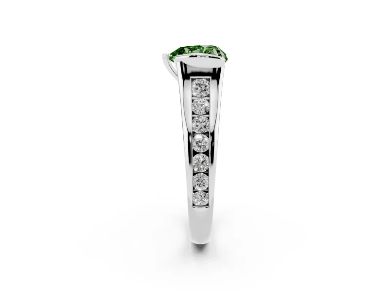 Heart-Shaped Half Bezel Engagement Ring Setting for a Fancy Green Lab-Grown Diamond | White Gold