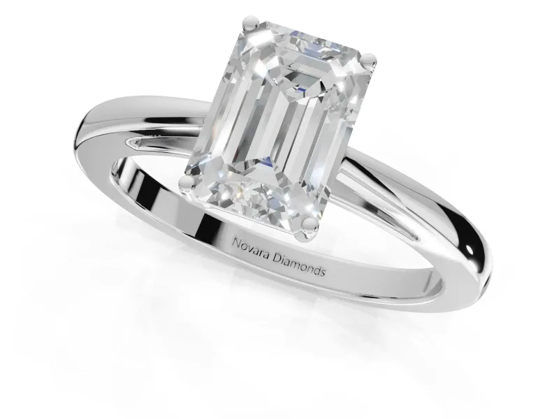 Emerald Cut Cathedral Solitaire Engagement Ring Setting | Open Shoulders | Platinum
