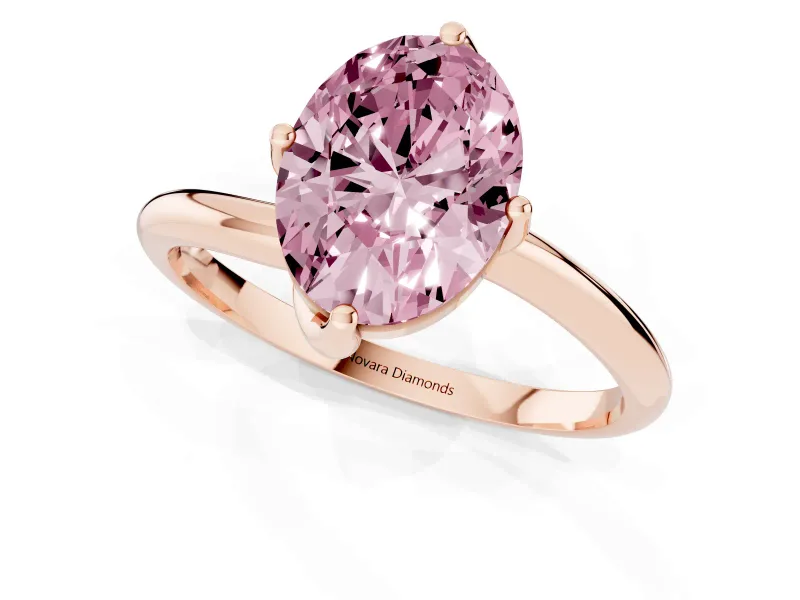 Oval Bypass Solitaire Engagement Ring Setting for a Fancy Pink Lab-Grown Diamond | Rose Gold