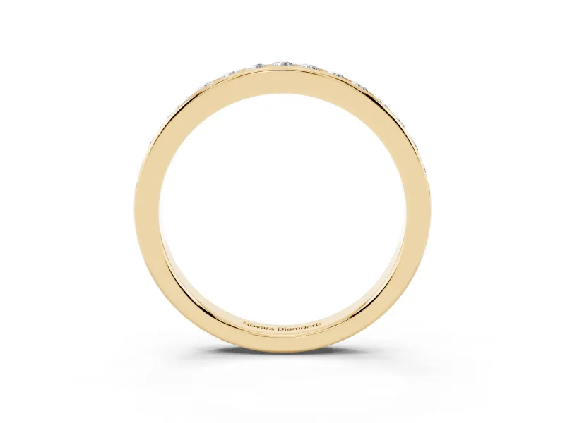 Round Diamond Wedding Eternity Band Set in Yellow gold with Channel Setting