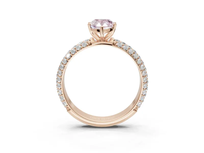 Pear-Shaped Domed Pavé Engagement Ring Setting for a Fancy Pink Lab-Grown Diamond | Rose Gold