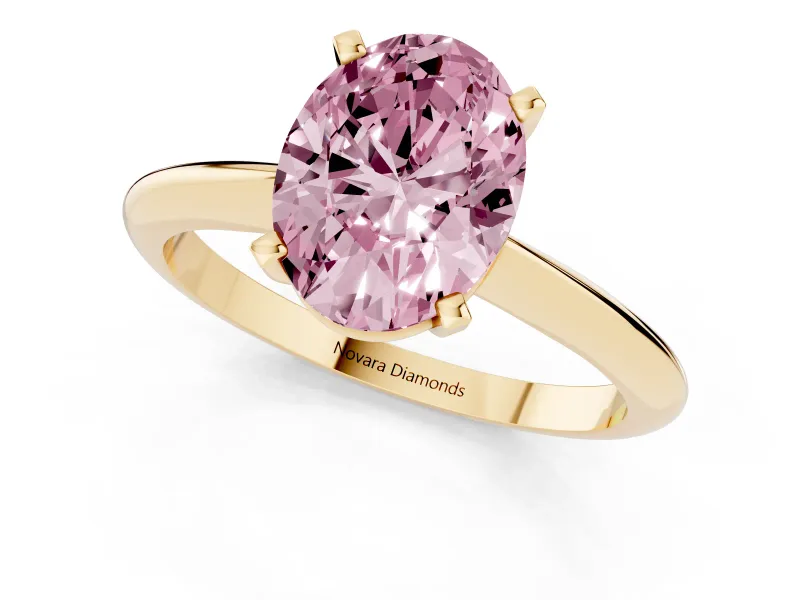 Oval Solitaire Engagement Ring Setting for a Fancy Pink Lab-Grown Diamond | Yellow Gold