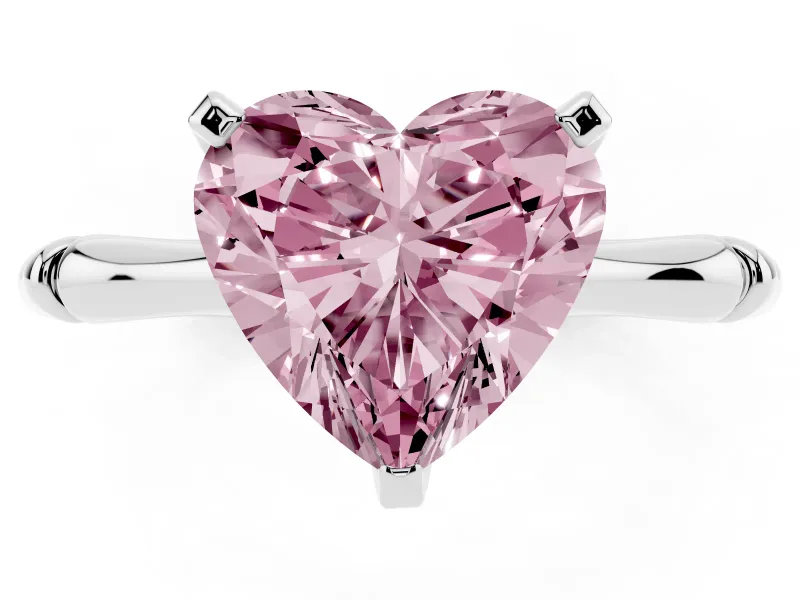 Heart-Shaped Bamboo Solitaire Engagement Ring Setting for a Fancy Pink Lab-Grown Diamond | Platinum