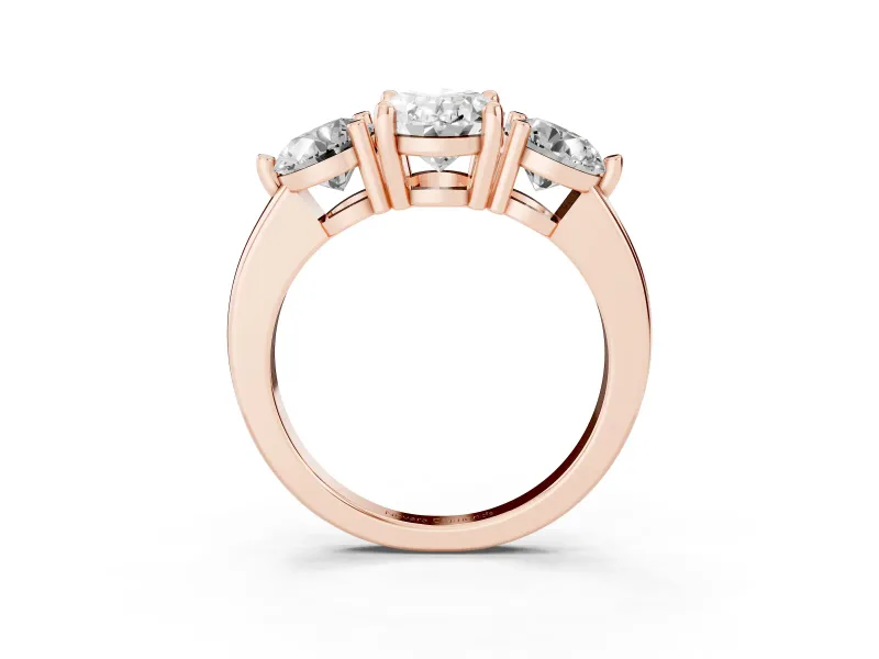 Oval Three Stone Engagement Ring Setting | Open Prong Baskets | Rose Gold