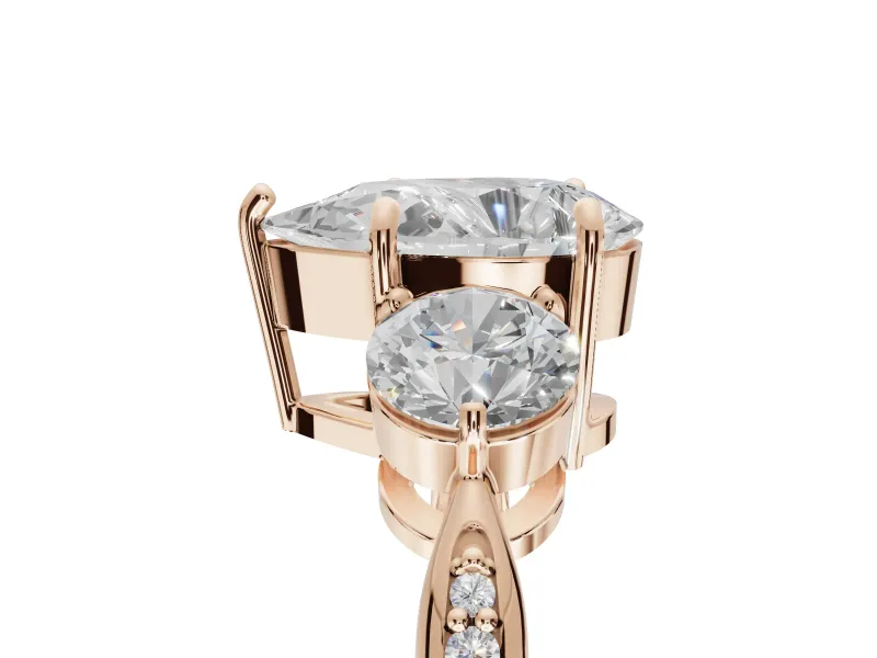 Pear-Shaped Three Stone Engagement Ring Setting | Tapered Pave Band | Rose Gold