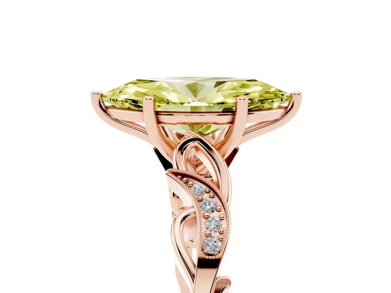 Marquise Vine Engagement Ring Setting for a Fancy Yellow Lab-Grown Diamond | Rose Gold