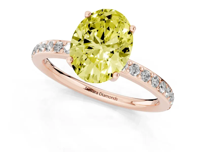 Oval Hidden Halo Engagement Ring Setting for a Fancy Yellow Lab-Grown Diamond | Rose Gold
