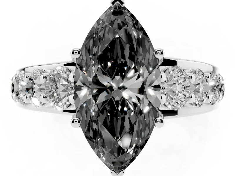 Marquise Engagement Ring Setting for a Black Center | Sterling Silver