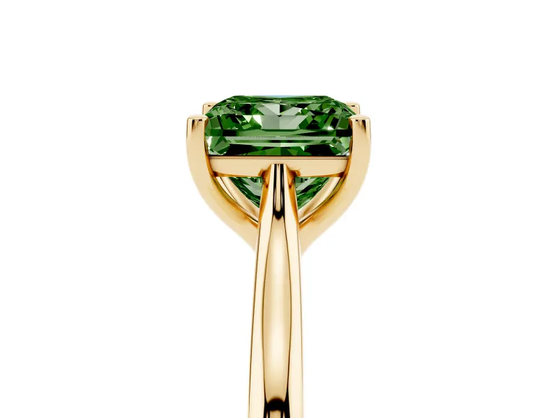 Princess Cut Cathedral Engagement Ring Setting for a Fancy Green Lab-Grown Diamond | Yellow Gold