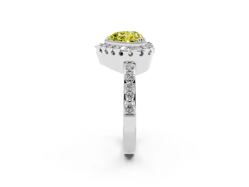 Heart-Shaped Halo Engagement Ring Setting for a Fancy Yellow Lab-Grown Diamond | Sterling Silver - Design NV-24788