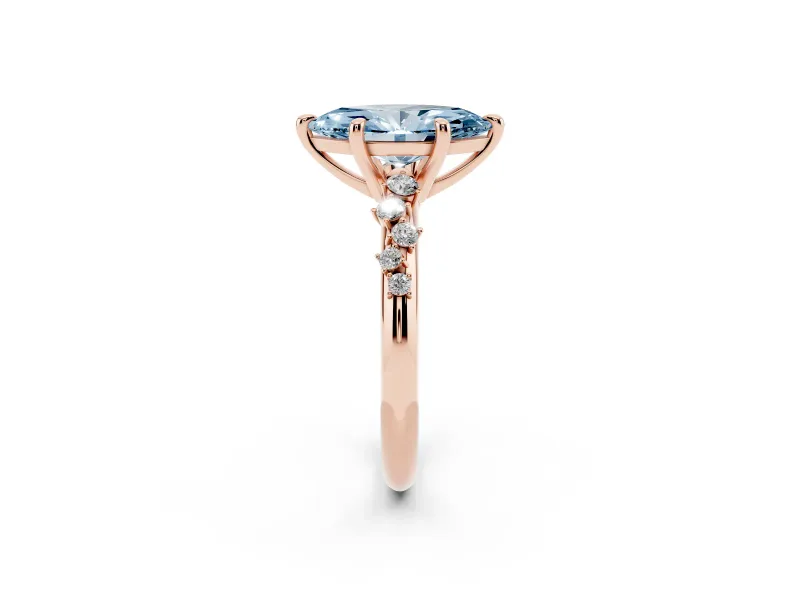 Marquise Graduated Accent Engagement Ring Setting for a Fancy Blue Lab-Grown Diamond | Rose Gold