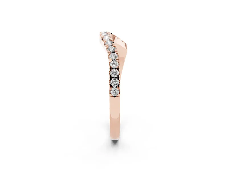 Round Lab-Grown Diamond Curved Pavé Wedding Band | U-Prong Setting | Rose Gold