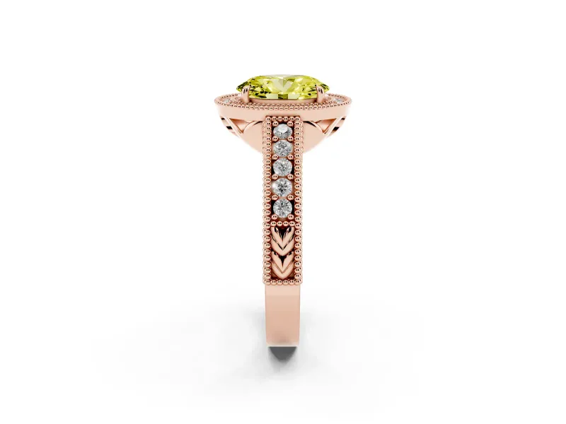 Oval Halo Engagement Ring Setting for a Fancy Yellow Lab-Grown Diamond | Rose Gold