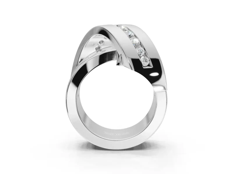 Round Lab-Grown Diamond Channel Set Crossover Wedding Band | Wide Strands | Platinum