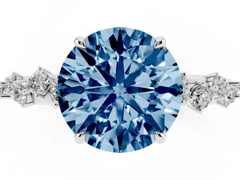 Round Graduated Solitaire Engagement Ring Setting for a Fancy Blue Lab-Grown Diamond | Sterling Silver