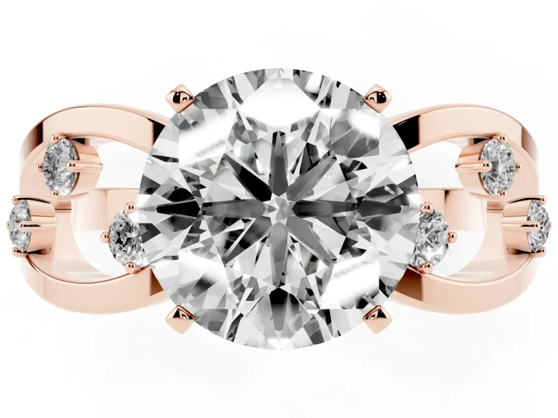 Round Open Loop Engagement Ring Setting | Scattered Accents | Rose Gold