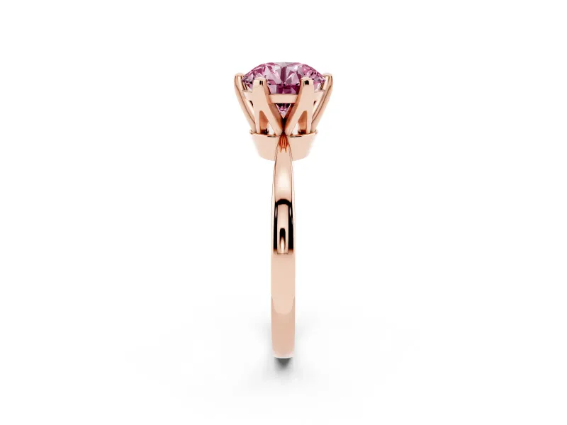 Round Tapered Solitaire Engagement Ring Setting for a Fancy Pink Lab-Grown Diamond | Claw Prong Head | Rose Gold