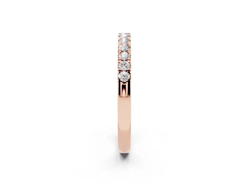 Round Diamond Pavé Eternity Band Set in Rose gold with Delicate Prongs