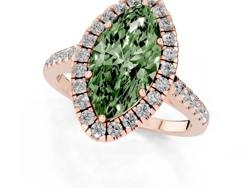 Marquise Raised Halo Engagement Ring Setting for a Fancy Green Lab-Grown Diamond | Rose Gold