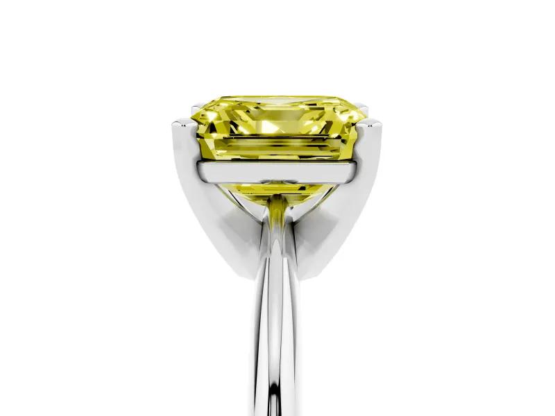 Asscher Cut Engagement Ring Setting for a Fancy Yellow Lab-Grown Diamond | White Gold
