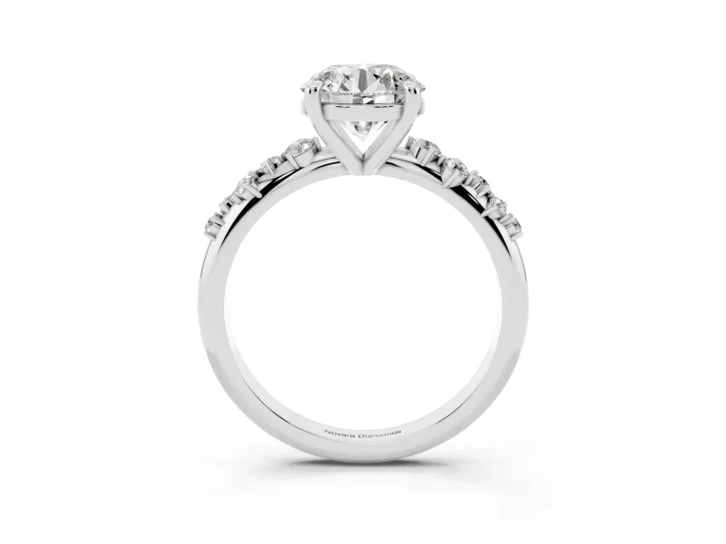 Round Graduated Accent Engagement Ring Setting | Scattered Shoulders | White Gold