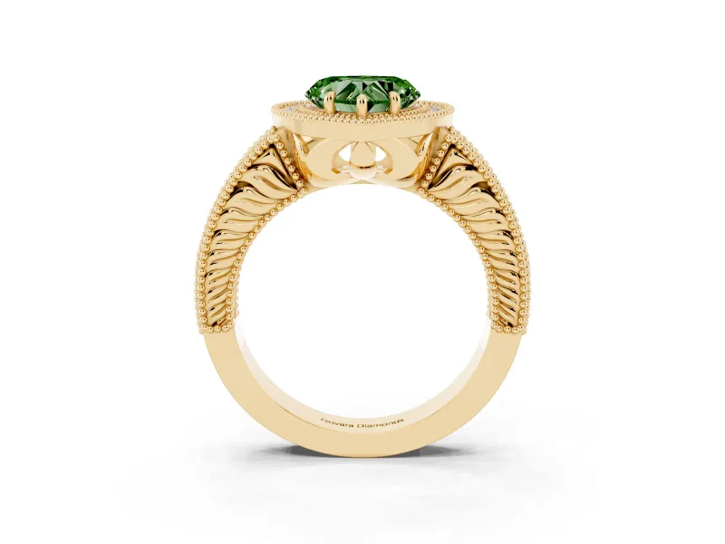 Heart-Shaped Halo Engagement Ring Setting for a Fancy Green Lab-Grown Diamond | Yellow Gold - Design NV-24525