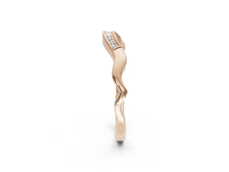Round Lab-Grown Diamond Milgrain Deep Curve Wedding Band | Sculpted Shoulders | Rose Gold