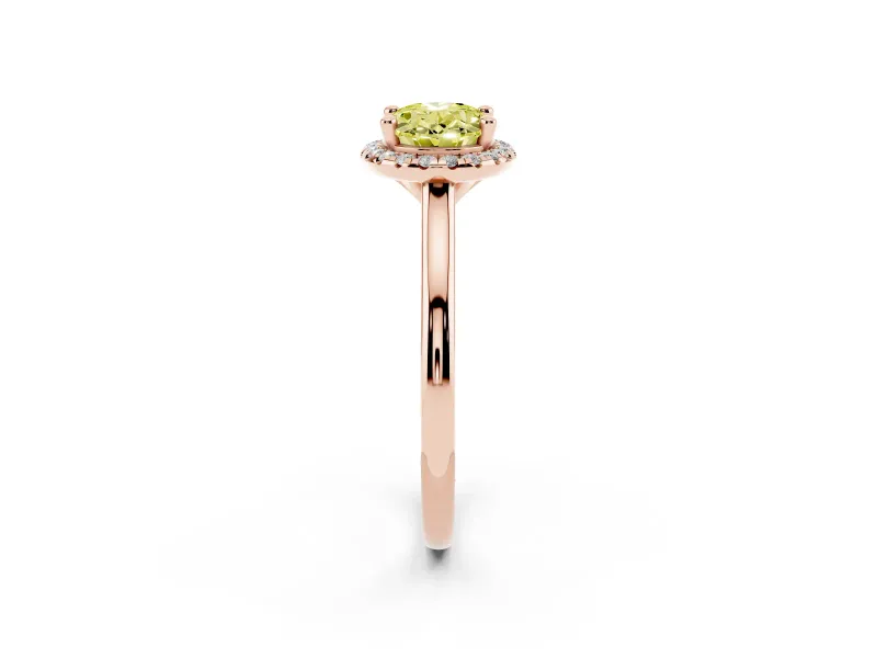 Oval Halo Engagement Ring Setting for a Fancy Yellow Lab-Grown Diamond | Plain Polished Band | Rose Gold