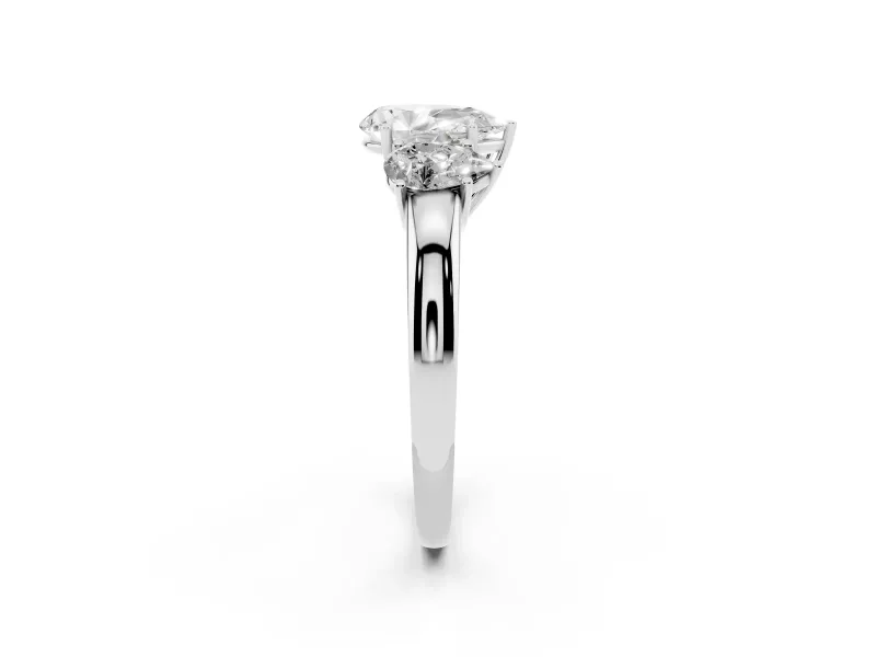 Pear-Shaped Three Stone Engagement Ring Setting | Matching Side Stones | Platinum