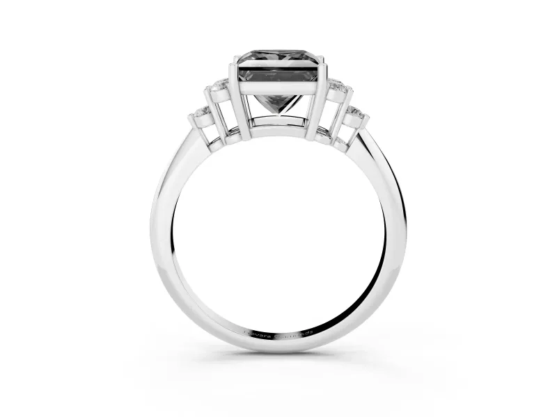 Princess Cut Cluster Accent Engagement Ring Setting for a Black Center | Sterling Silver