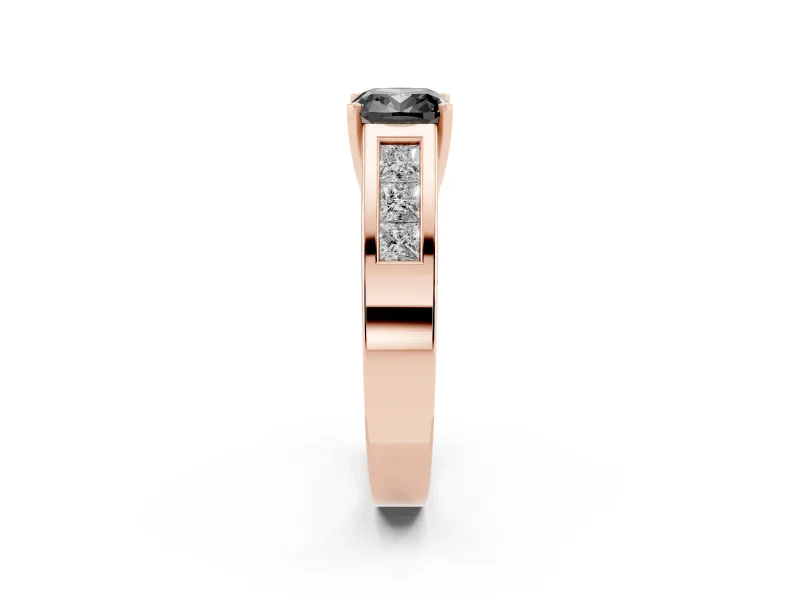 Cushion Cut Channel-Set Engagement Ring Setting for a Black Center | Wide Band | Rose Gold