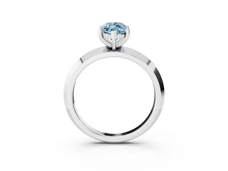 Fancy Blue Marquise Cut Diamond Solitaire Engagement Ring Set in Silver with Flat Band and Prong Setting
