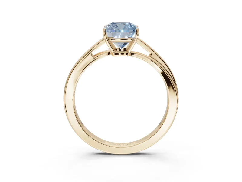 Cushion Cut Bypass Solitaire Engagement Ring Setting for a Fancy Blue Lab-Grown Diamond | Yellow Gold