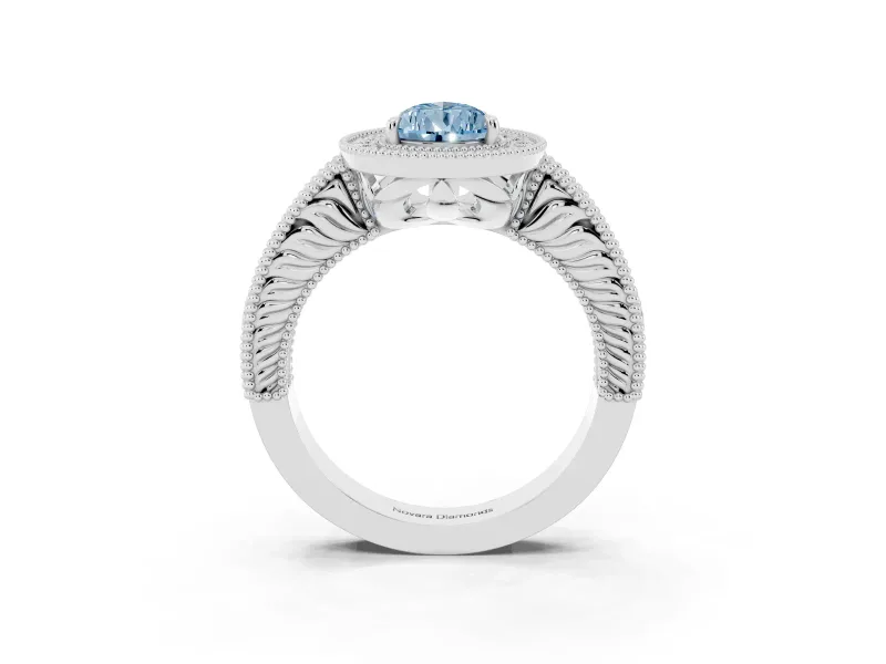 Pear-Shaped Halo Engagement Ring Setting for a Fancy Blue Lab-Grown Diamond | White Gold