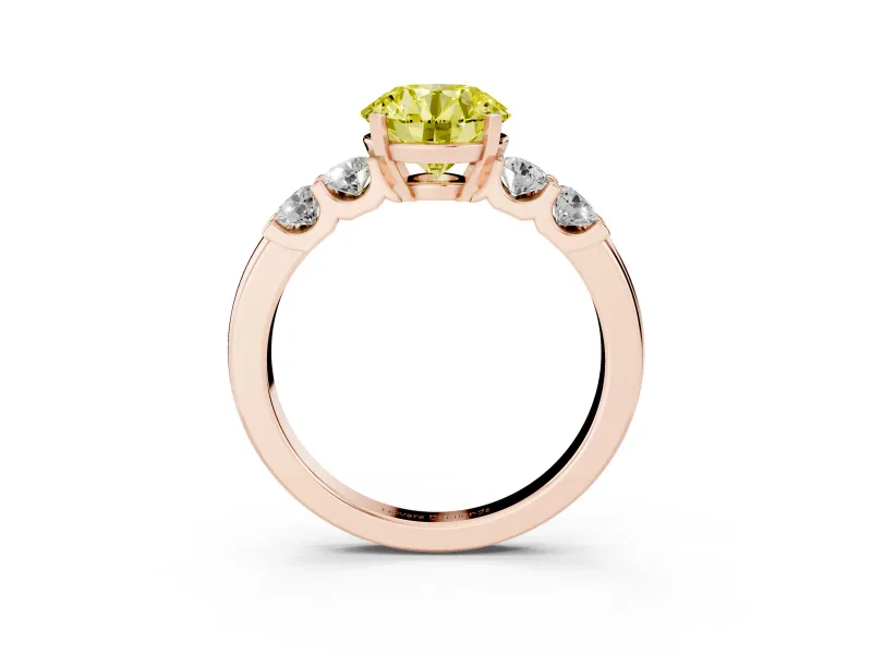 Round Five Stone Engagement Ring Setting for a Fancy Yellow Lab-Grown Diamond | Rose Gold