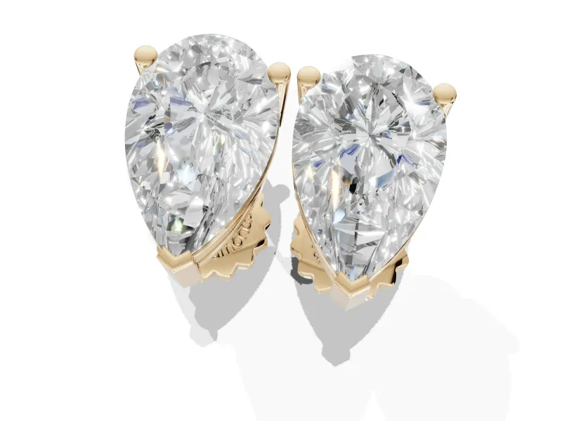Heart-Shaped Lab-Grown Diamond Solitaire Basket Stud Earrings | Open Gallery | Yellow Gold