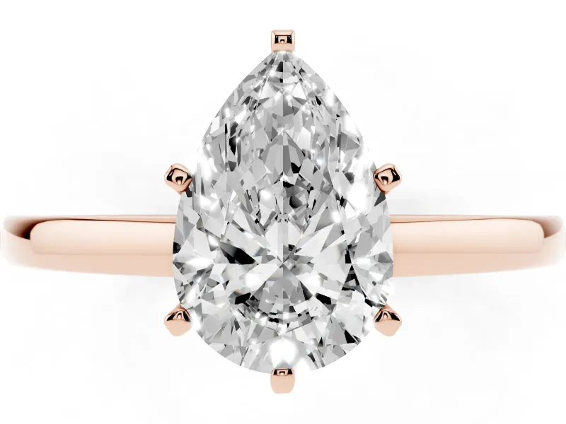 Pear-Shaped Solitaire Engagement Ring Setting | Basket Rail | Rose Gold