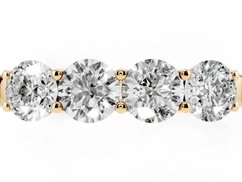 Round Diamond Four-Stone Band Set in Yellow gold with Prong Setting