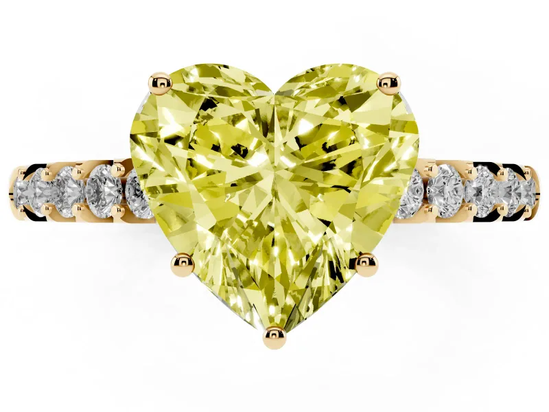 Heart-Shaped Engagement Ring Setting for a Fancy Yellow Lab-Grown Diamond | Yellow Gold - Design NV-24649