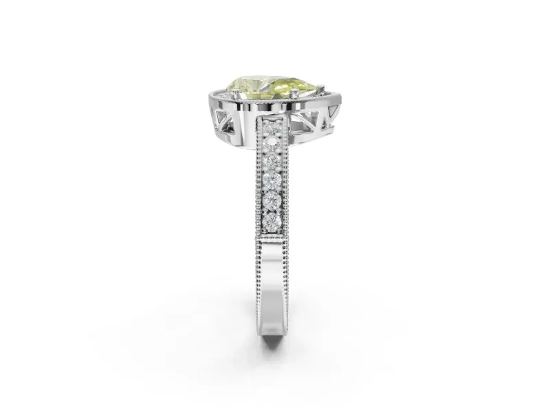 Pear-Shaped Halo Engagement Ring Setting for a Fancy Yellow Lab-Grown Diamond | Sterling Silver - Design NV-24532
