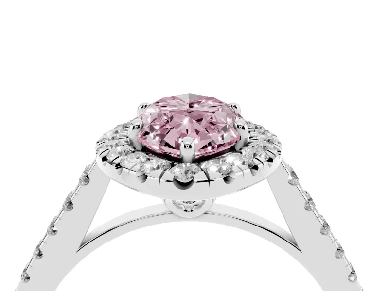 Marquise Raised Halo Engagement Ring Setting for a Fancy Pink Lab-Grown Diamond | Platinum