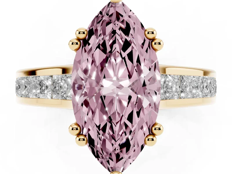 Marquise Channel Engagement Ring Setting for a Fancy Pink Lab-Grown Diamond | Yellow Gold - Design NV-24671