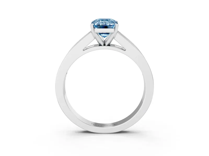 Emerald Cut Channel Engagement Ring Setting for a Fancy Blue Lab-Grown Diamond | Sterling Silver