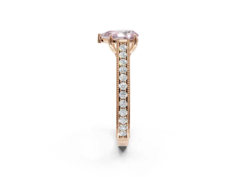 Pear-Shaped Vintage Engagement Ring Setting for a Fancy Pink Lab-Grown Diamond | Rose Gold - Design NV-24644